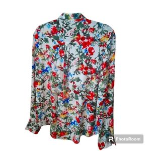 Floral Linen Woman Shirt.